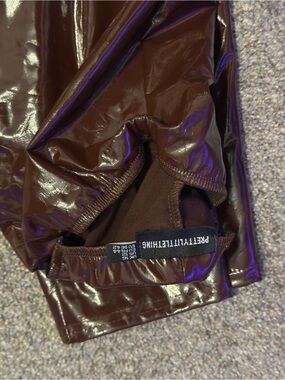PrettyLittleThing Dark Brown Patent Leggings